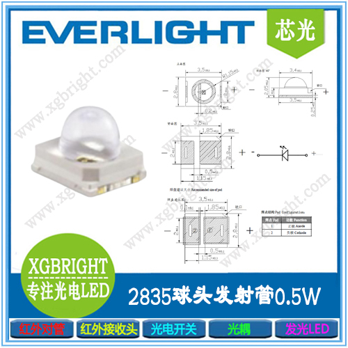 2835球头发射管0.5W
