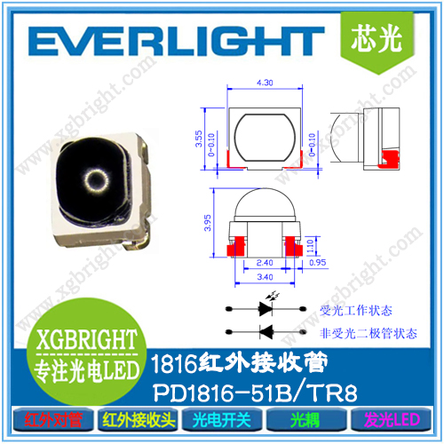 PD1816-51B/TR8  1816红外接收光敏二极管(
